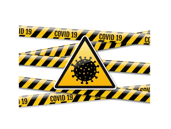 Danger Coronavirus Sign Ribbons Isolated Transparent Background — Stock Vector