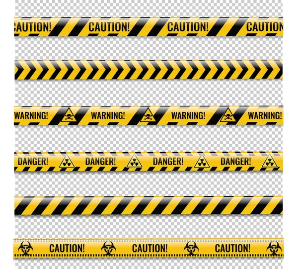 Danger Ribbons Set Isolated Transparent Background — Stock Vector