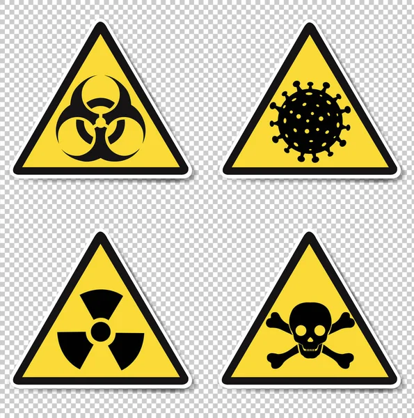 Segni Pericolo Isolato Sfondo Trasparente — Vettoriale Stock