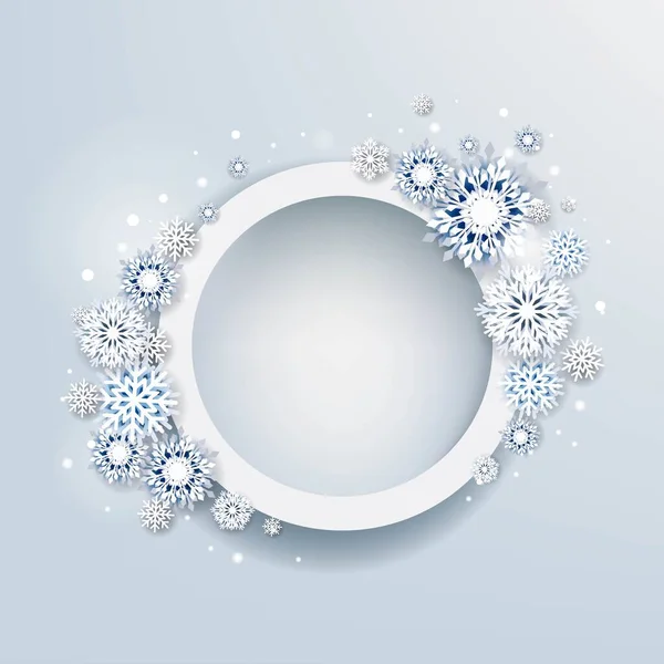 Baner Zimowy Białymi Płatkami Śniegu — Wektor stockowy