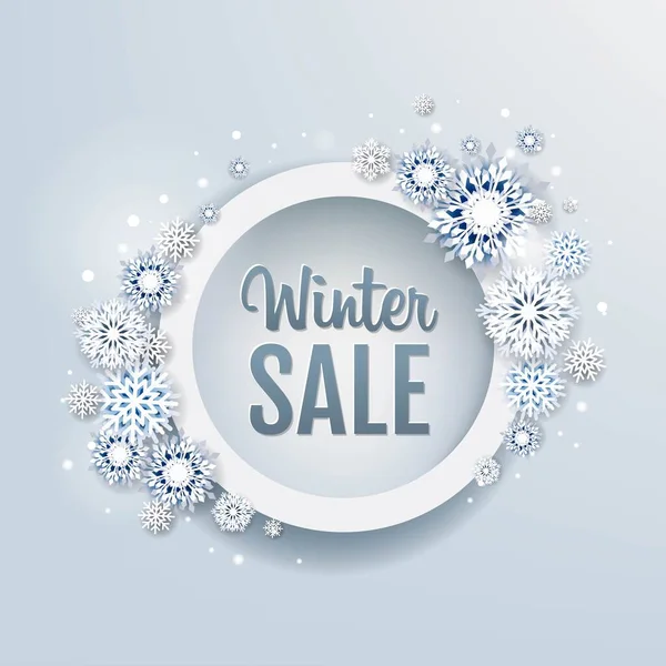 Winter Sale Card Mit Schneeflocken — Stockvektor