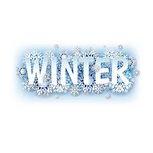 Winter Text White Snowflakes — Stock Vector