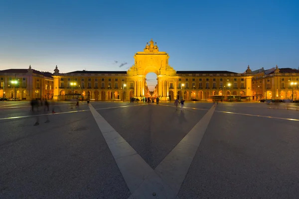 Piazza del Commercio a Lisbona di notte — Foto Stock