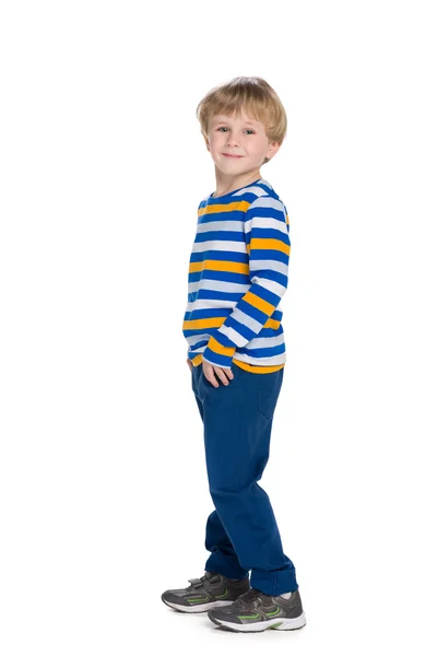 Profile portrait of a fashion cute little boy — Stock Photo, Image