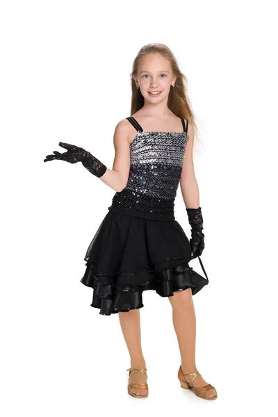 年轻的女孩穿着黑裙子 — 图库照片