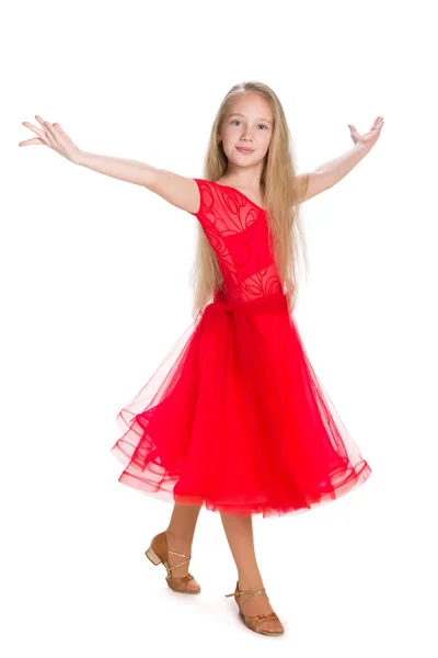 Pretty young girl dances — Stock Photo, Image