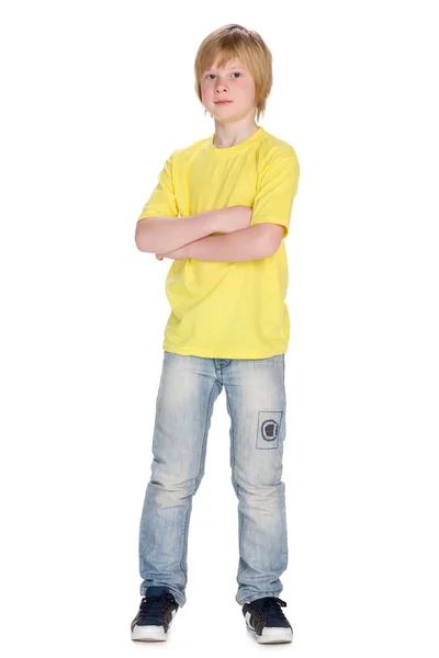 Cute little boy stands — Stock Photo, Image