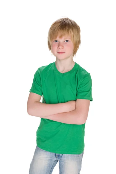 Handsome little boy on the white background — Stock Photo, Image