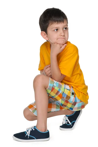 Very thoughtful little boy — Stock Photo, Image