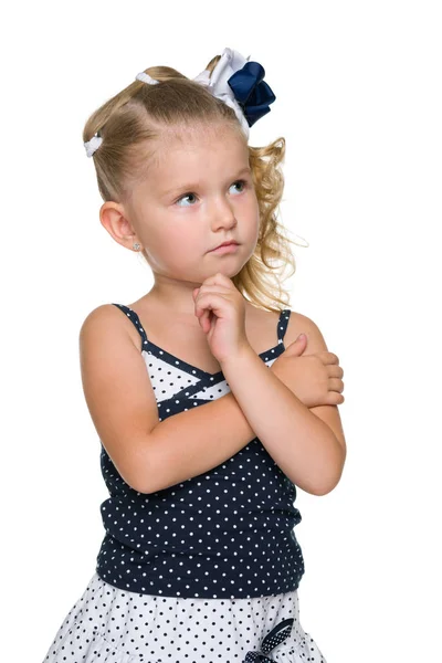 Pensive blonde little girl — Stock Photo, Image