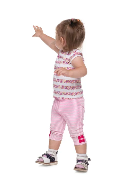 Little girl shows her hand back — Stock Photo, Image