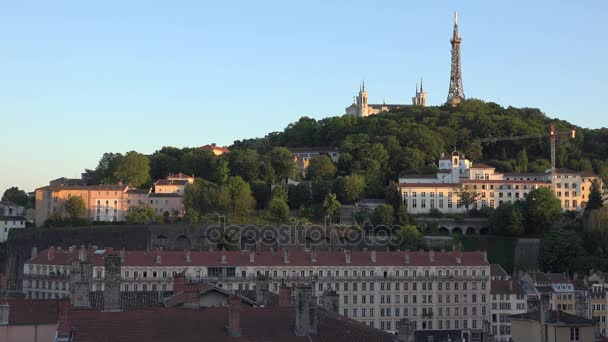 Lyon in a summer evening — Stock Video