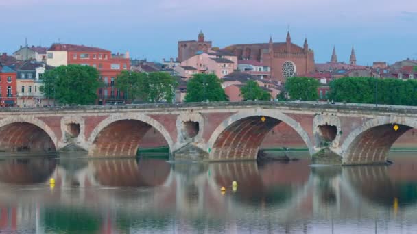Timelapse of Toulouse in a summer sunset — Stock Video