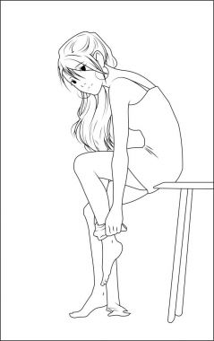 Bir kız soyunma çorap doldu.