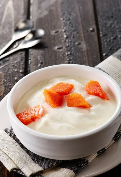 Delicioso Postre Mermelada Papaya Yogur — Foto de Stock