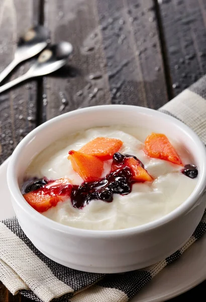 Delicioso Postre Mermelada Papaya Yogur — Foto de Stock