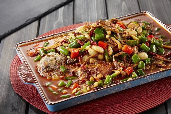 Chinesische Gerichte Fisch Vom Grill Und Fischeintopf — Stockfoto