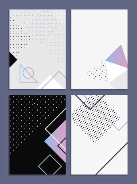 Posterler formlarla soyut, geometrik tarzı 80 's, memphis. Retro-resim, afiş, broşür ve posterler için
