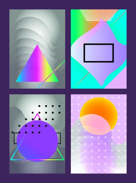 Posterler formlarla soyut, geometrik tarzı 80 's, memphis. Retro-resim, afiş, broşür ve posterler için