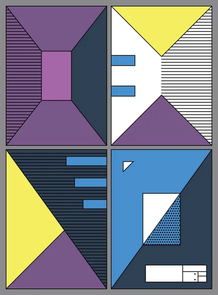 Posterler formlarla soyut, geometrik tarzı 80 's, memphis. Retro-resim, afiş, broşür ve posterler için. Vektör çizim