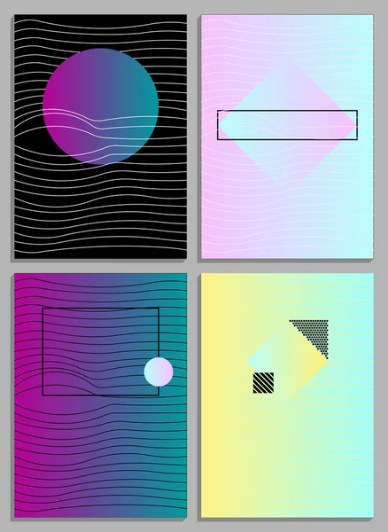 Posterler formlarla soyut, geometrik tarzı 80 's, memphis. Retro-resim, afiş, broşür ve posterler için. Vektör çizim