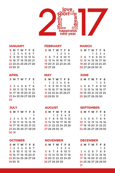 Календарь нового года - 2017 — стоковый вектор