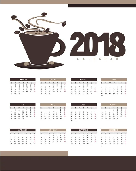 Kalender för det nya året - 2018 — Stock vektor