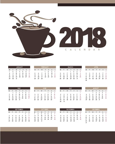 Calendario per il nuovo anno - 2018 — Vettoriale Stock