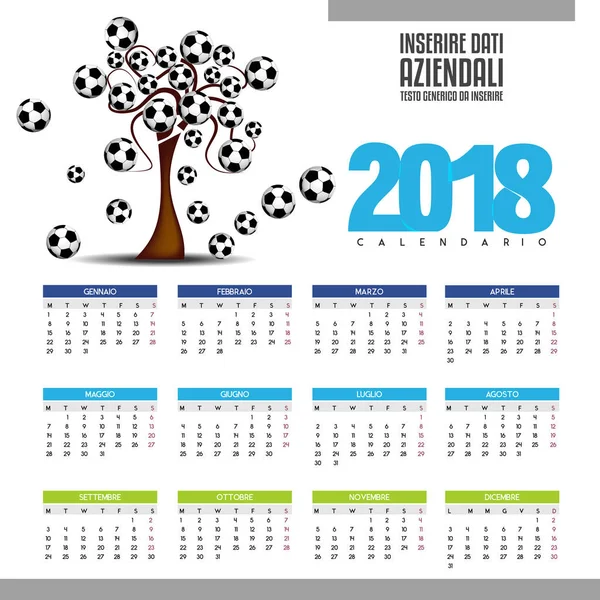 Calendario per il nuovo anno - 2018 — Vettoriale Stock