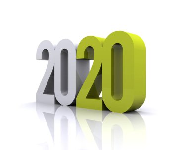 scritta 2020 per arrivo del nuovo anno in 3d