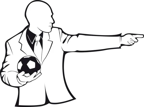 Allenatore con pallone da calcio — Vettoriale Stock