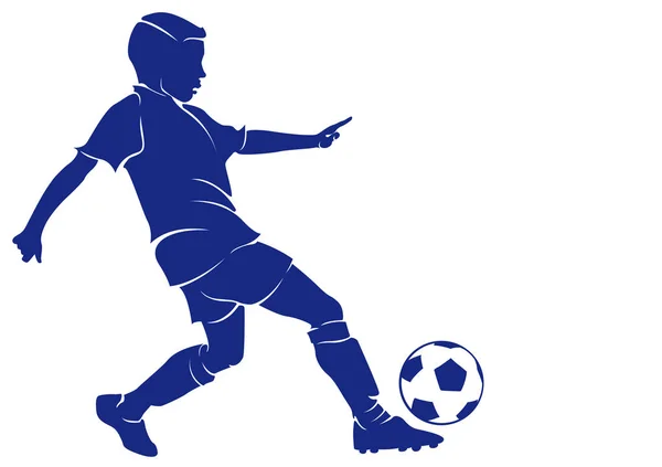 Pojke fotbollsspelare med en boll — Stock vektor