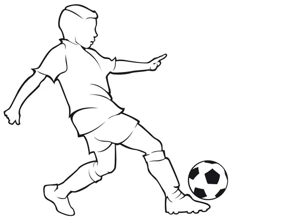 Boy footballer contour — Stock Vector