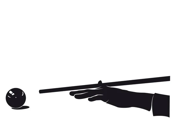Bilardo el oyuncu üzerinde beyaz izole topuyla, siluet,