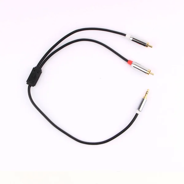 Professional audio cable on white background