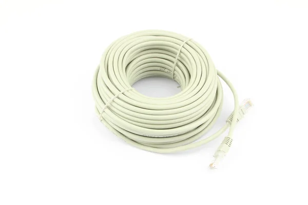 Cabos Rede Patch Cords Fundo Branco — Fotografia de Stock