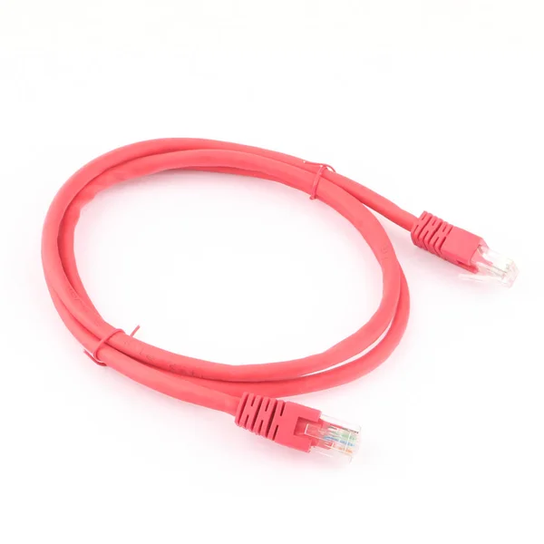 Cabos Rede Patch Cords Fundo Branco — Fotografia de Stock