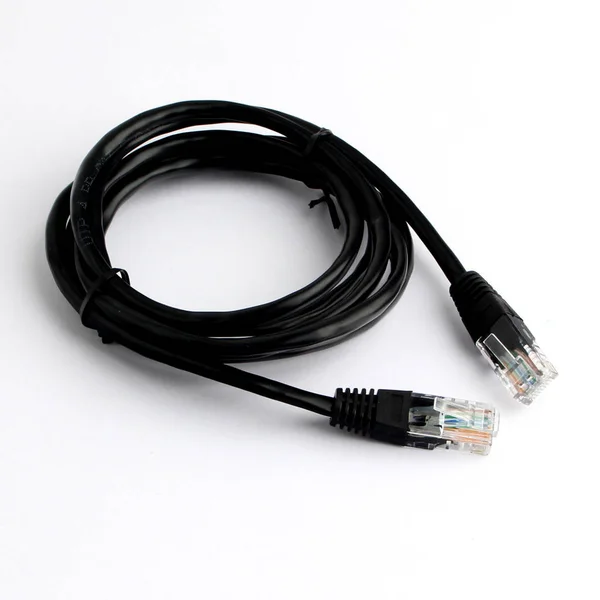 Cabos Rede Patch Cords Fundo Branco — Fotografia de Stock