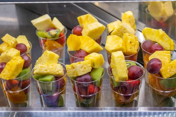 Fresh and delicious fruit cup for sale at dessert store