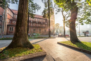 Sabah Saigon Notre Dame Katedrali 'nin güzel manzarası