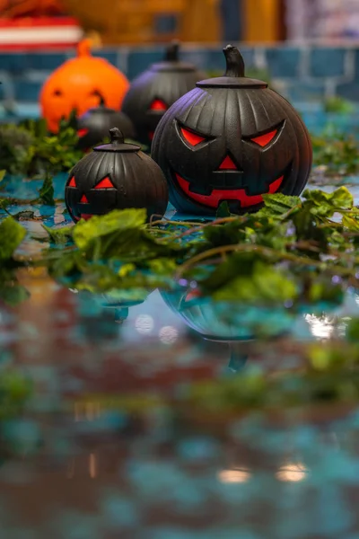 Страшный Джек о фонарь тыквенная голова для Хэллоуина украшения праздника — стоковое фото