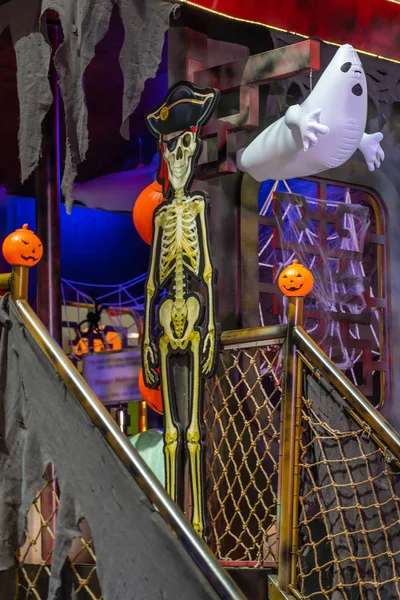 Ghost dummy and pirate skeleton for Halloween interior decoration