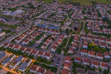 Hava kararınca Dijon şehrinin manzarası, Burgundy France