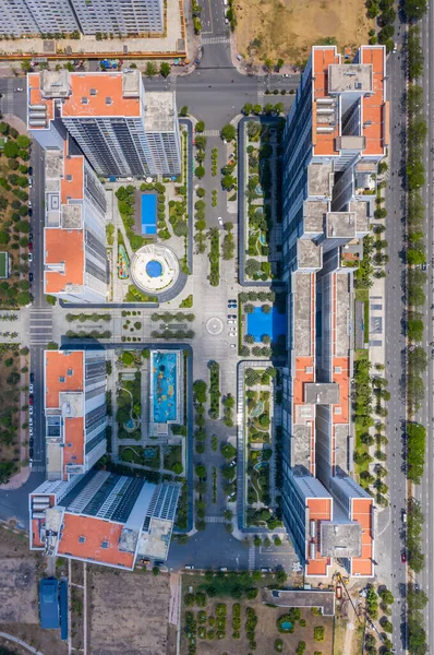 Top view photo of modern residence apartment buildings area — Stock Photo, Image