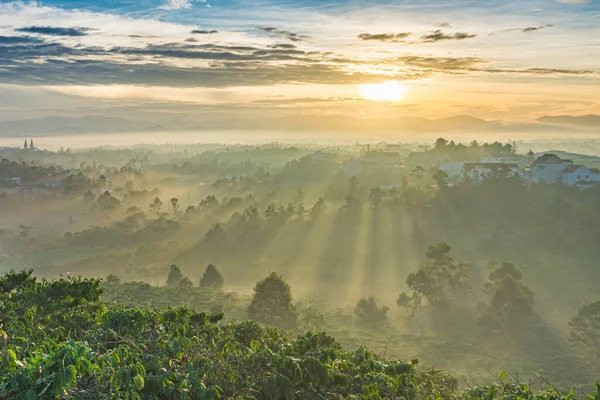 Amazing sunrise morning in Bao Loc city, Vietnam