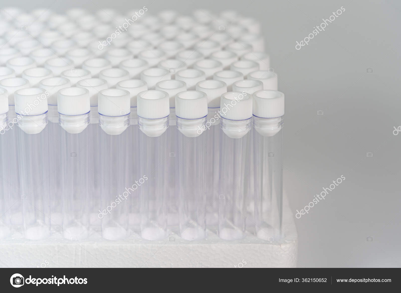 Group of new vacuum venipuncture blood test tubes in laboratory Stock