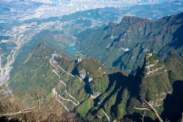 Αεροφωτογραφία του ορεινού τοπίου στην επαρχία Hunan, Κίνα — Φωτογραφία Αρχείου