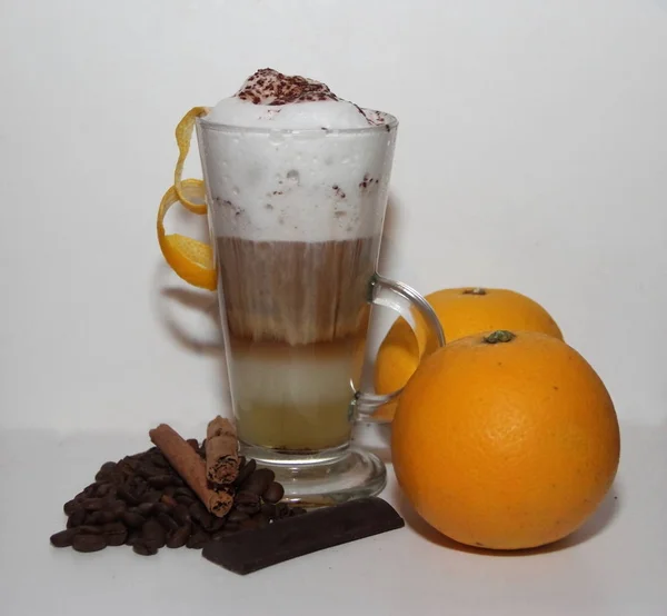 Cappuccino con arancia — Foto Stock