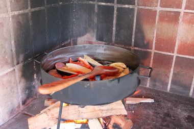 arazi tipik mutfak pampa Arjantin çiftçilik disklerde pişirme