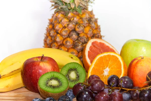 Desayunos Saludables Con Frutas Frescas Jugos Frutas Secas Batidos Ensaladas — Foto de Stock